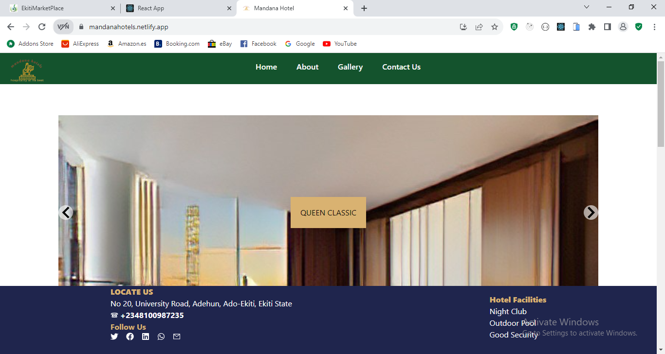 Hotel booking website