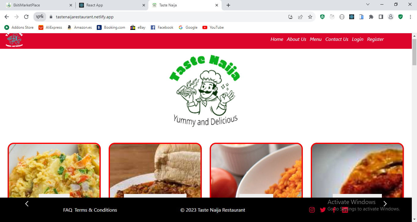 Online food booking application
